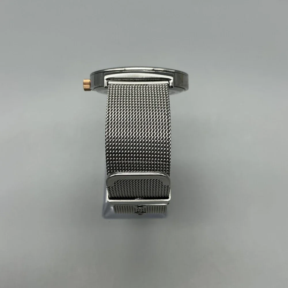 Kenneth Cole Mens Watch 42mm Silver Dial Stainless Mesh Band KCW3062 New Battery